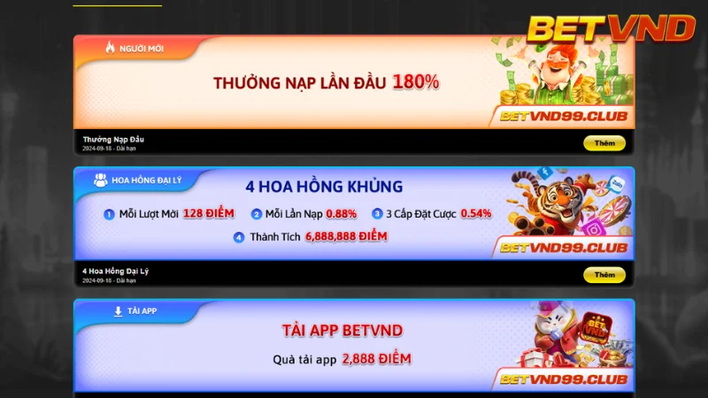 Các Loại Hình Khuyến Mãi BETVND