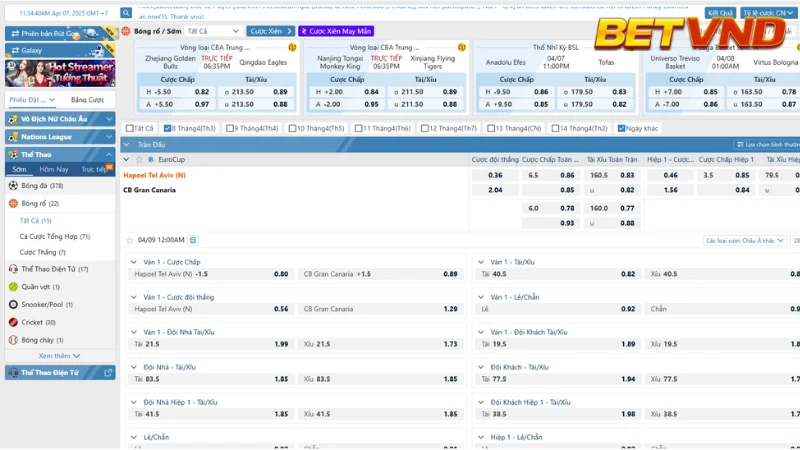 Các Bước Đặt Cược tại Thể Thao BETVND